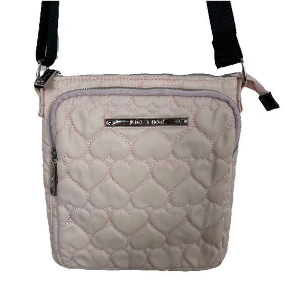 Betsey Johnson Handbags - Betsey Johnson pale pink heart quilted shoulder bag Coquette Y2K Grunge